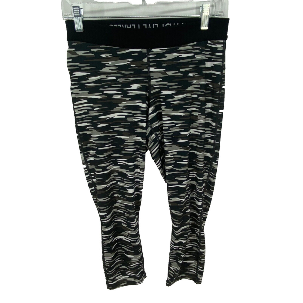 Women's NikeSz MED Dri Fit Workout Capris Camo Run Fast Live Fearless, 583